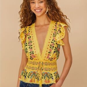 FARM Rio Yellow Floral Blouse